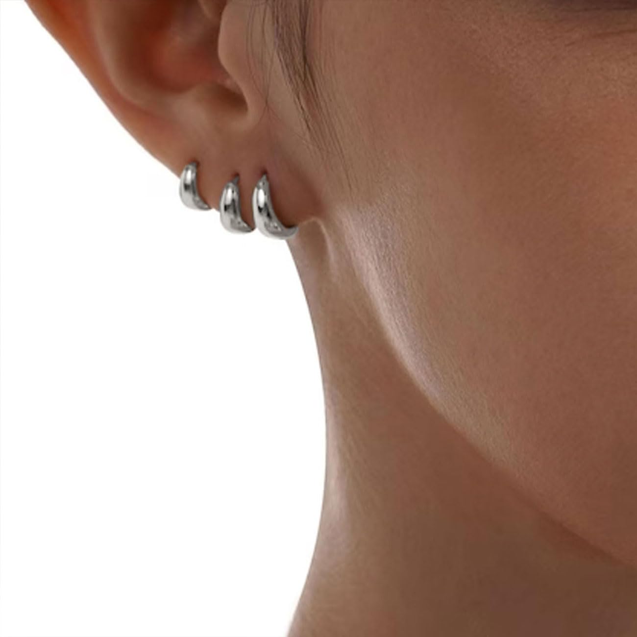 MIDEEO Gold/Sliver Chunky Hoop Earrings Set, 14K Gold Plated Twisted Huggie Hoop Earring