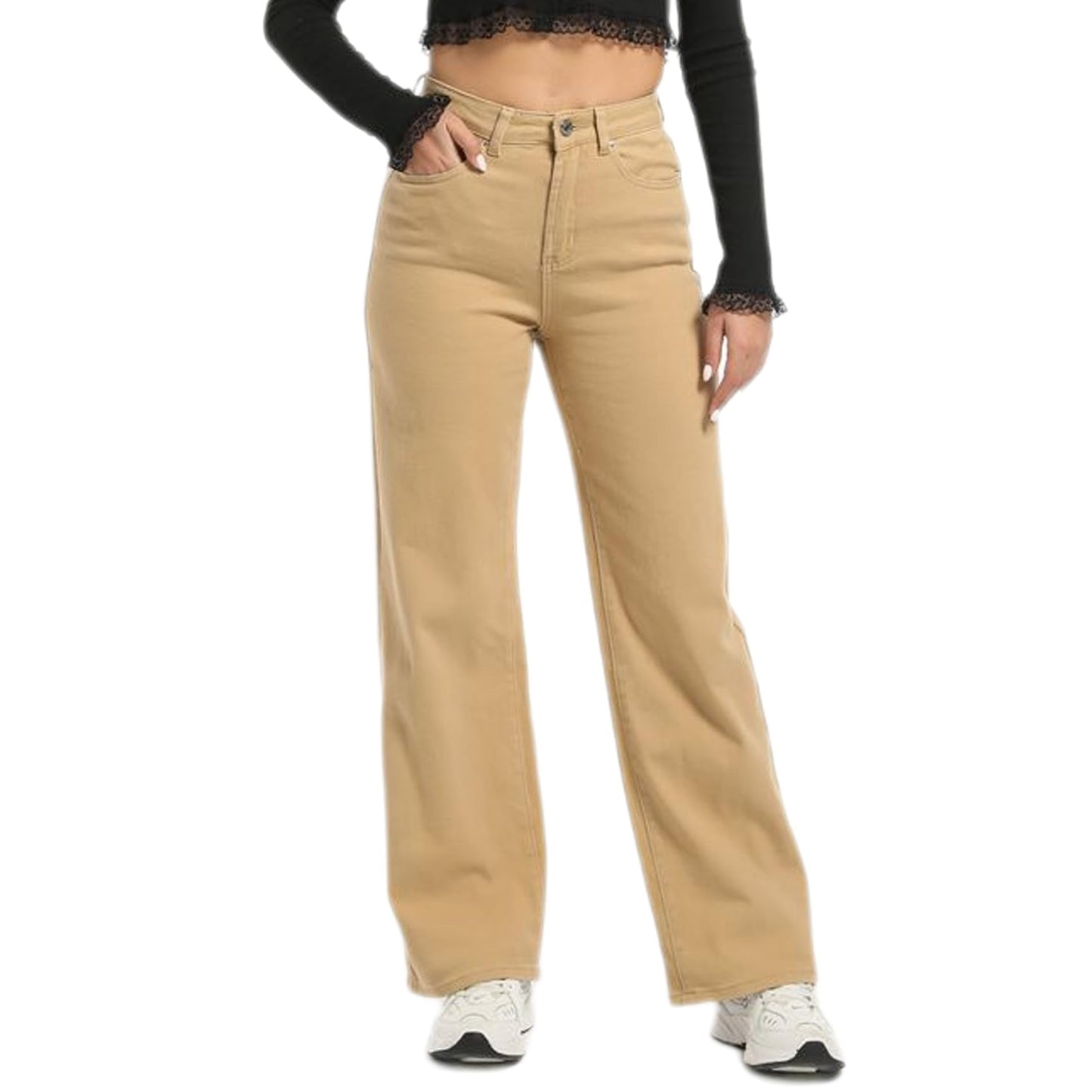 Straight Leg Jeans for Women, High Waisted Stretchy Wide Leg Denim Pants