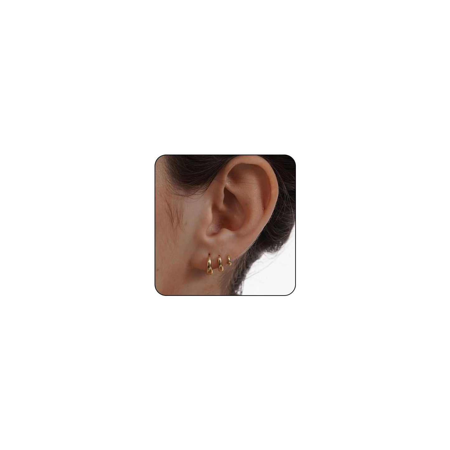 MIDEEO Gold/Sliver Chunky Hoop Earrings Set, 14K Gold Plated Twisted Huggie Hoop Earring