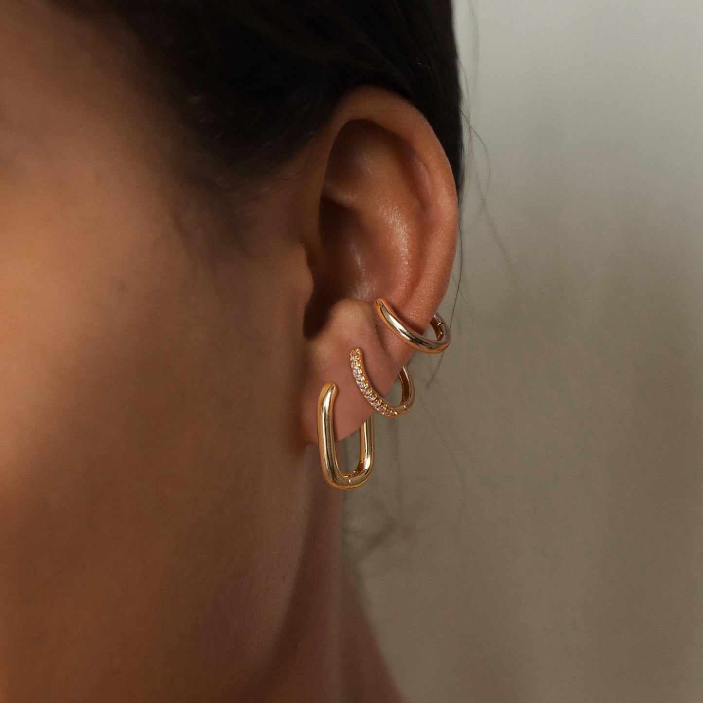 MIDEEO Gold/Sliver Chunky Hoop Earrings Set, 14K Gold Plated Twisted Huggie Hoop Earring