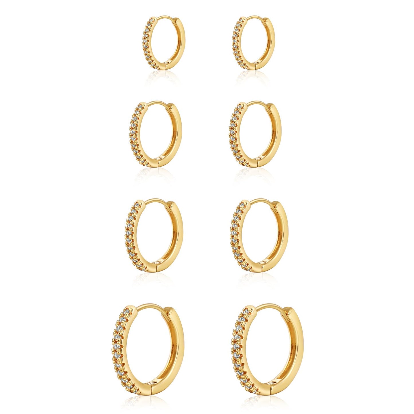 MIDEEO Gold/Sliver Chunky Hoop Earrings Set, 14K Gold Plated Twisted Huggie Hoop Earring