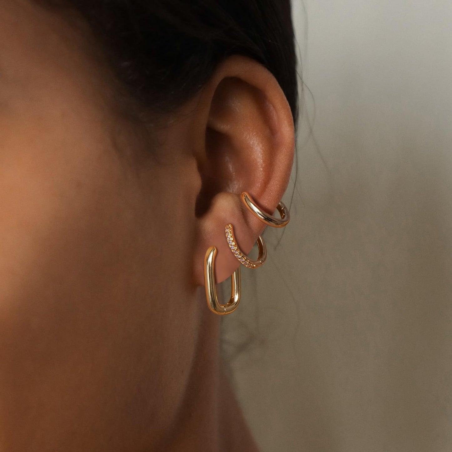 MIDEEO Gold/Sliver Chunky Hoop Earrings Set, 14K Gold Plated Twisted Huggie Hoop Earring