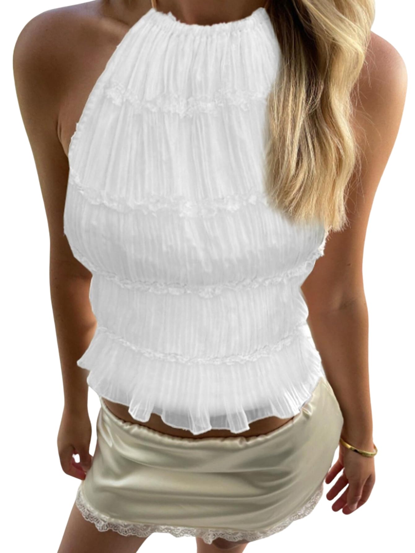 SOLY HUX Open Back Halter Tops for Women