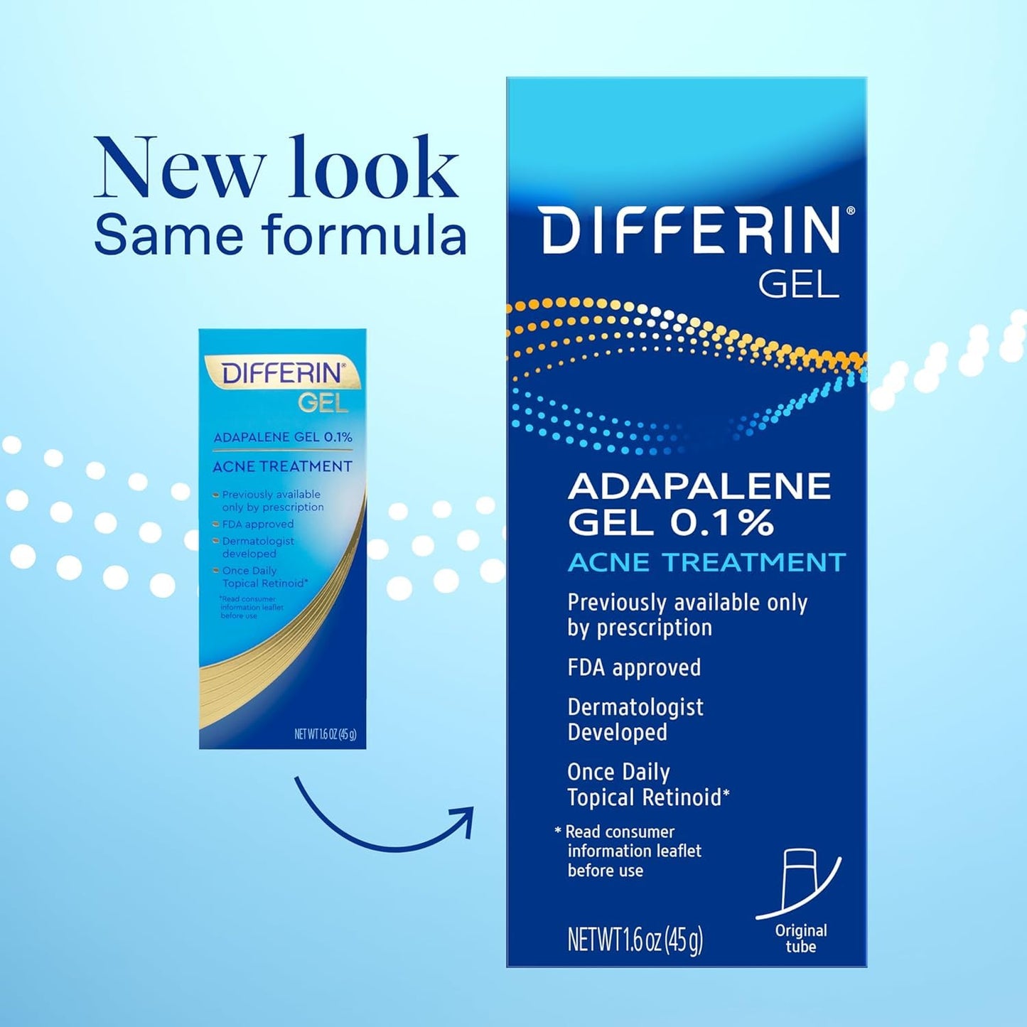 Differin Acne Treatment Gel, 45g Tube, Pack of 2 (Packaging May Vary)