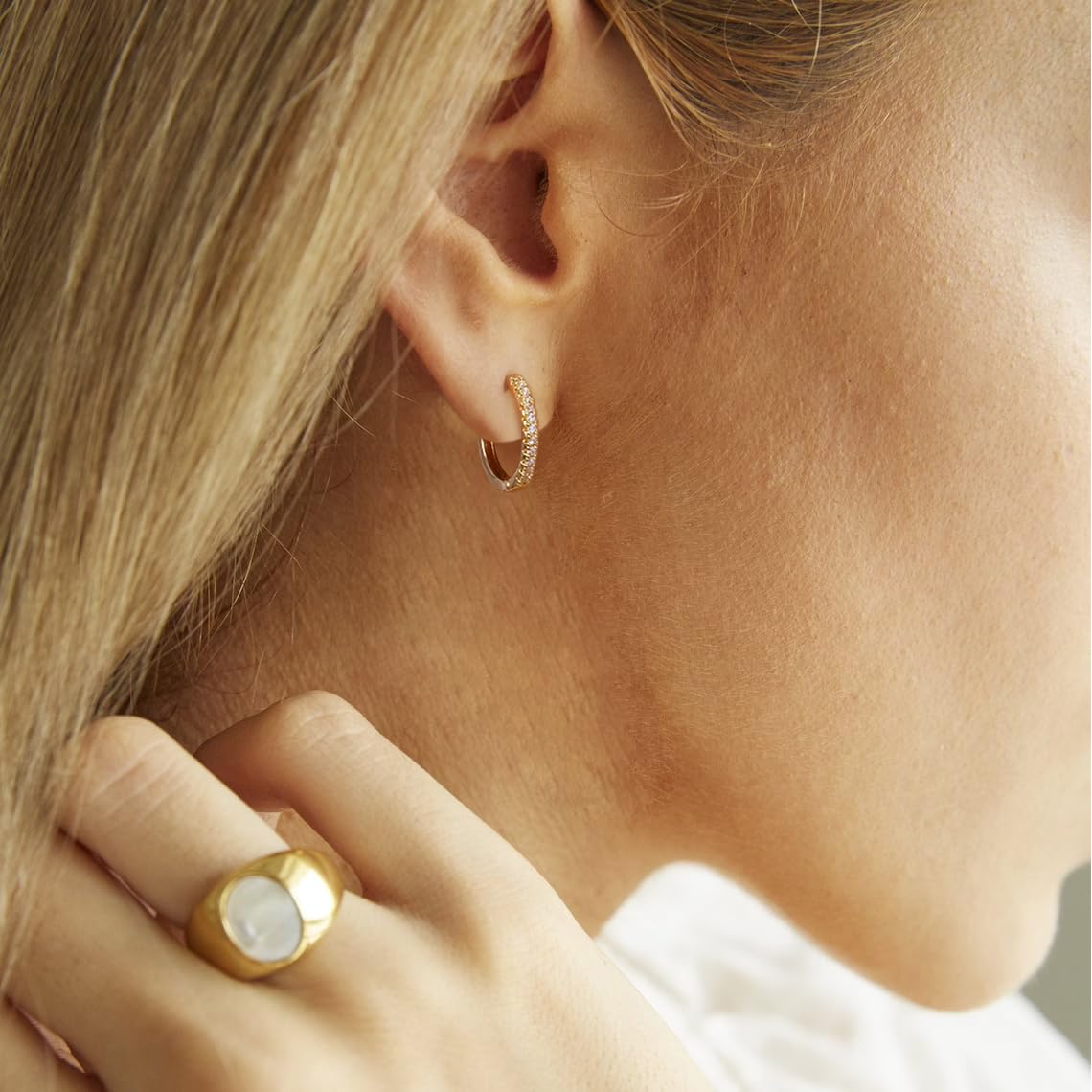 MIDEEO Gold/Sliver Chunky Hoop Earrings Set, 14K Gold Plated Twisted Huggie Hoop Earring