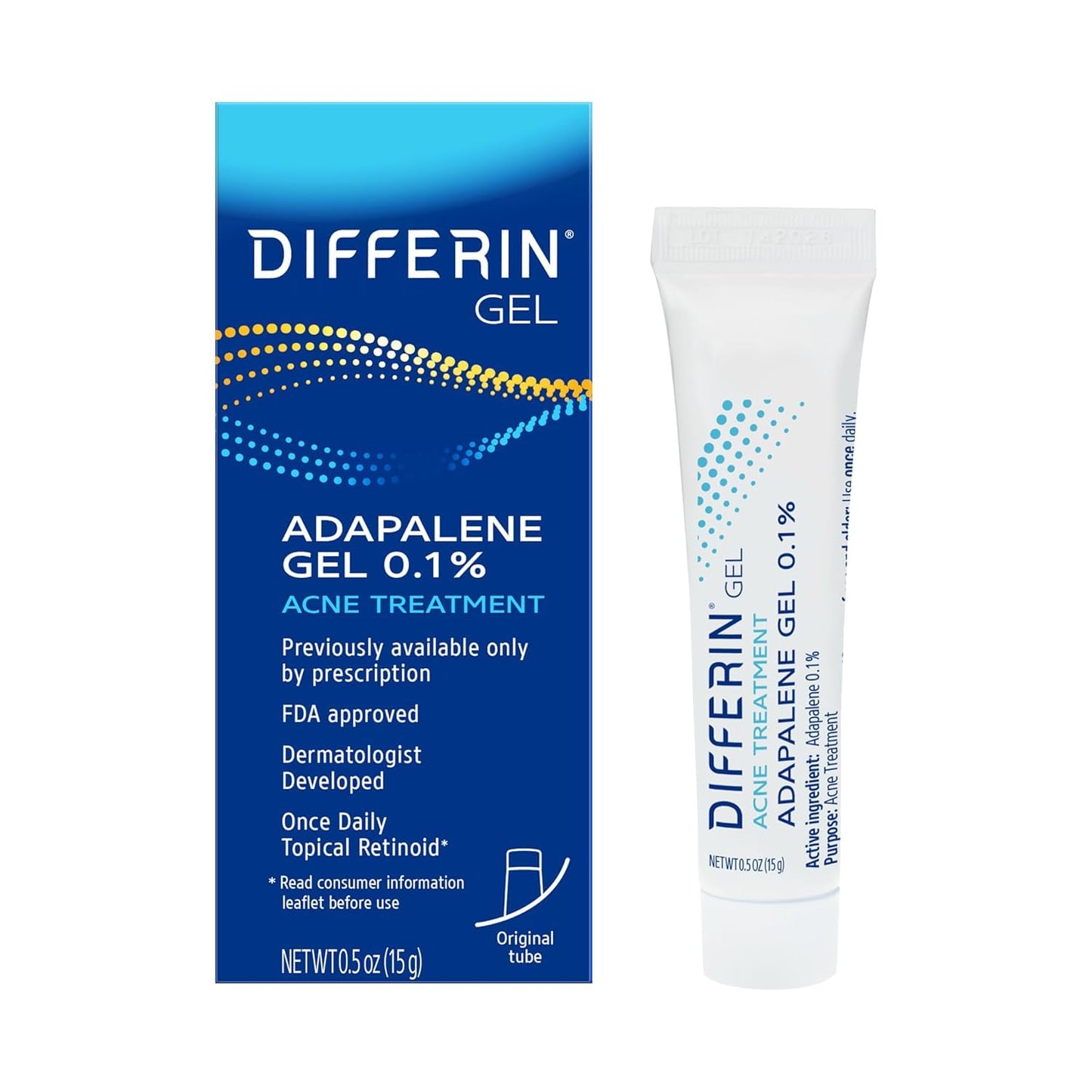 Differin Acne Treatment Gel, 45g Tube, Pack of 2 (Packaging May Vary)