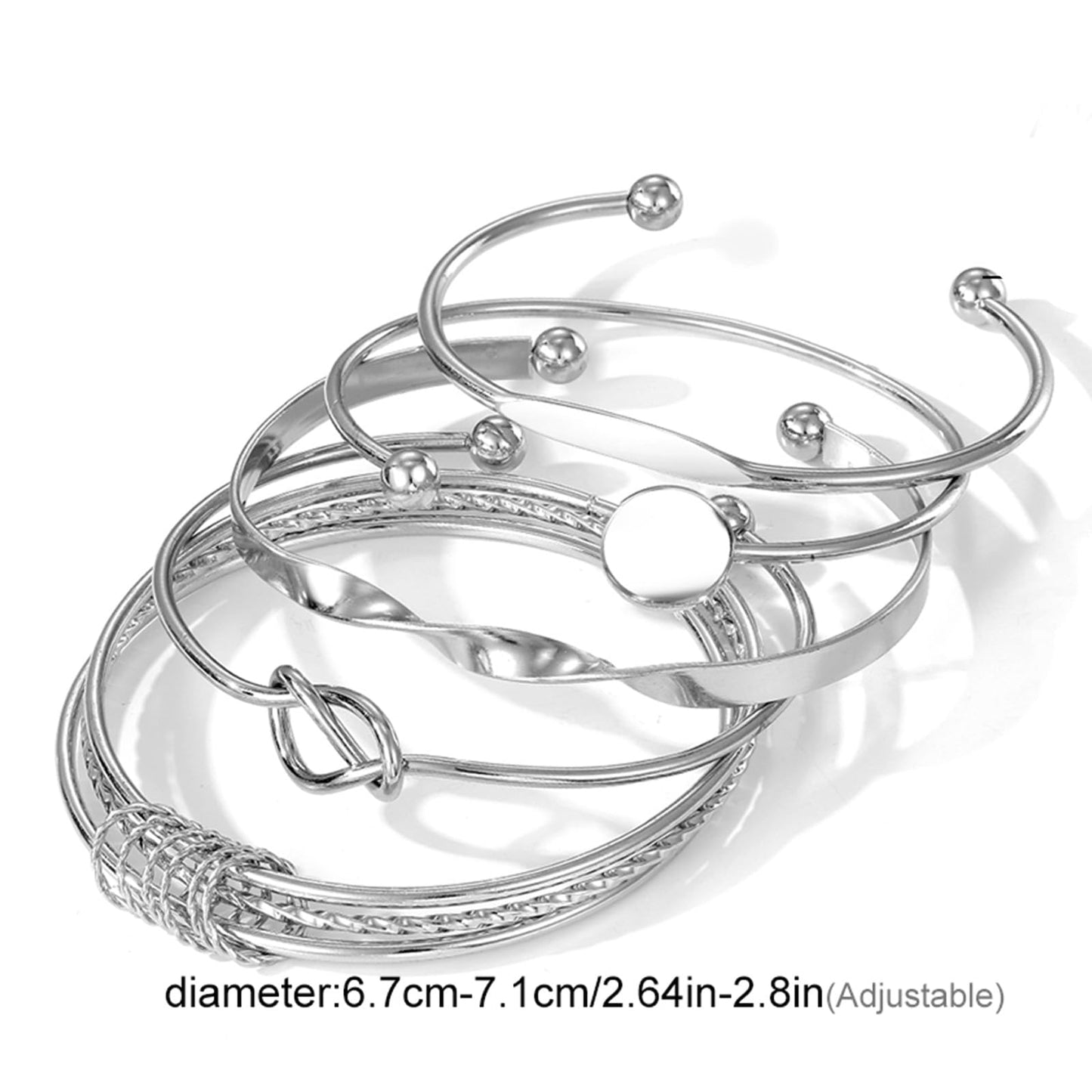 IFKM Gold Bangle Bracelets for Women, 14k Gold Plated Multi-Layer Stackable Cuff Bracelet Set