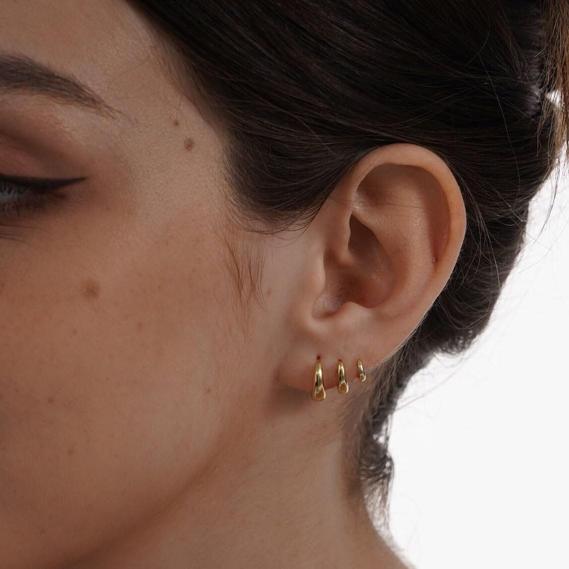 MIDEEO Gold/Sliver Chunky Hoop Earrings Set, 14K Gold Plated Twisted Huggie Hoop Earring