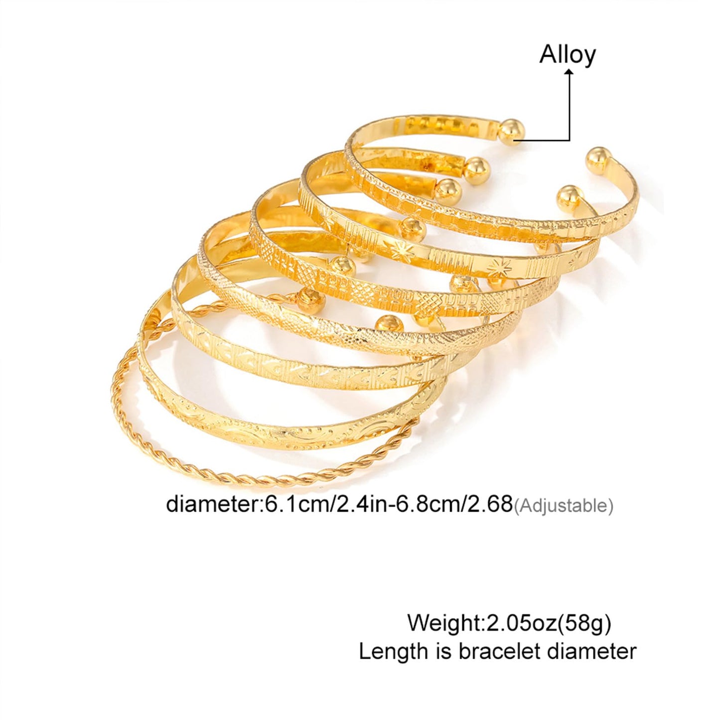 IFKM Gold Bangle Bracelets for Women, 14k Gold Plated Multi-Layer Stackable Cuff Bracelet Set