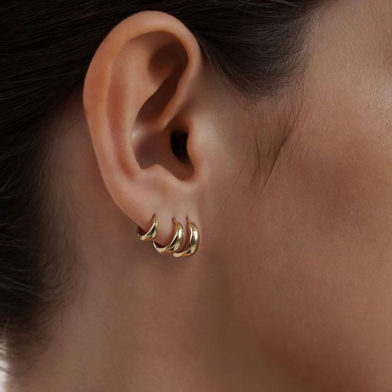 MIDEEO Gold/Sliver Chunky Hoop Earrings Set, 14K Gold Plated Twisted Huggie Hoop Earring
