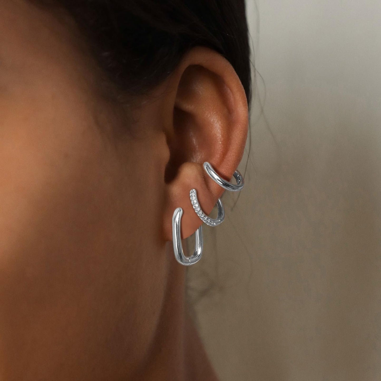 MIDEEO Gold/Sliver Chunky Hoop Earrings Set, 14K Gold Plated Twisted Huggie Hoop Earring