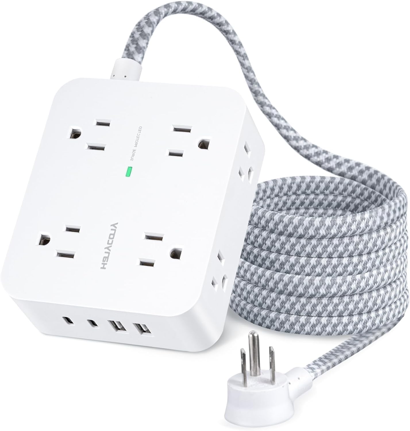 Surge Protector Power Strip - HANYCONY 8 Outlets 4 USB (2 USB C) Charging Ports- Multi Plug Outlet Extender, 5Ft