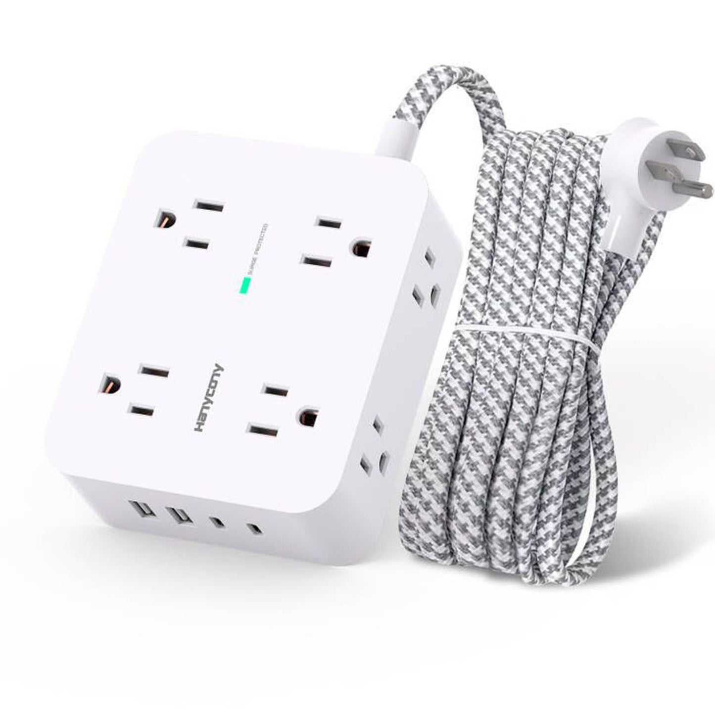 Surge Protector Power Strip - HANYCONY 8 Outlets 4 USB (2 USB C) Charging Ports- Multi Plug Outlet Extender, 5Ft
