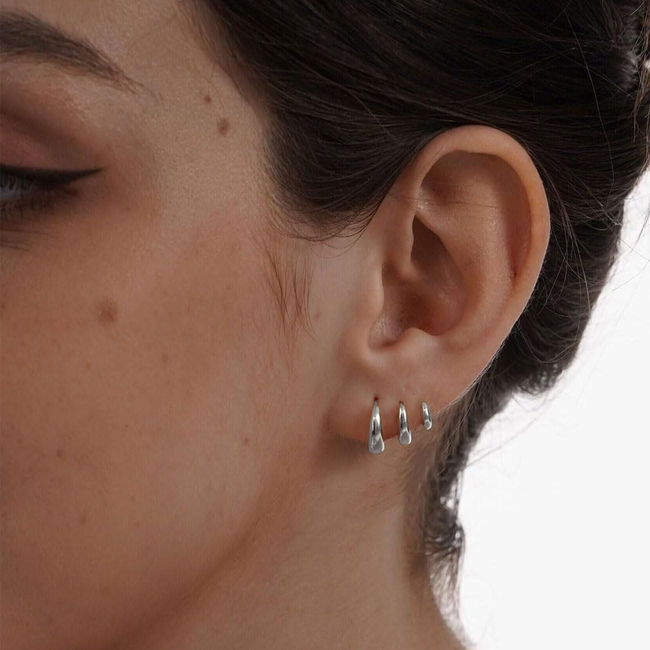 MIDEEO Gold/Sliver Chunky Hoop Earrings Set, 14K Gold Plated Twisted Huggie Hoop Earring