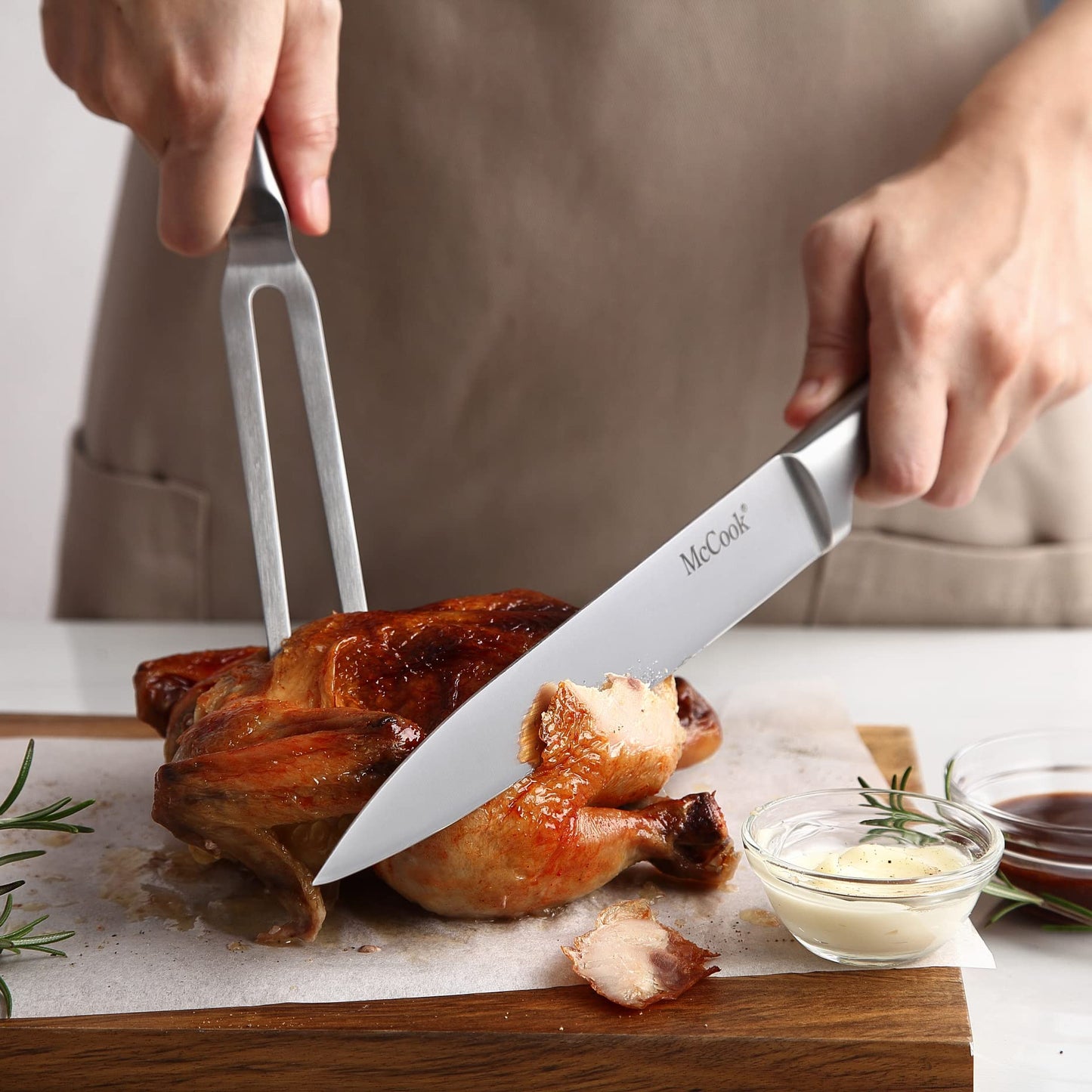 McCook® Knife Sets, German Stainless Steel Kitchen Knife Block Sets with Built-in Sharpener
