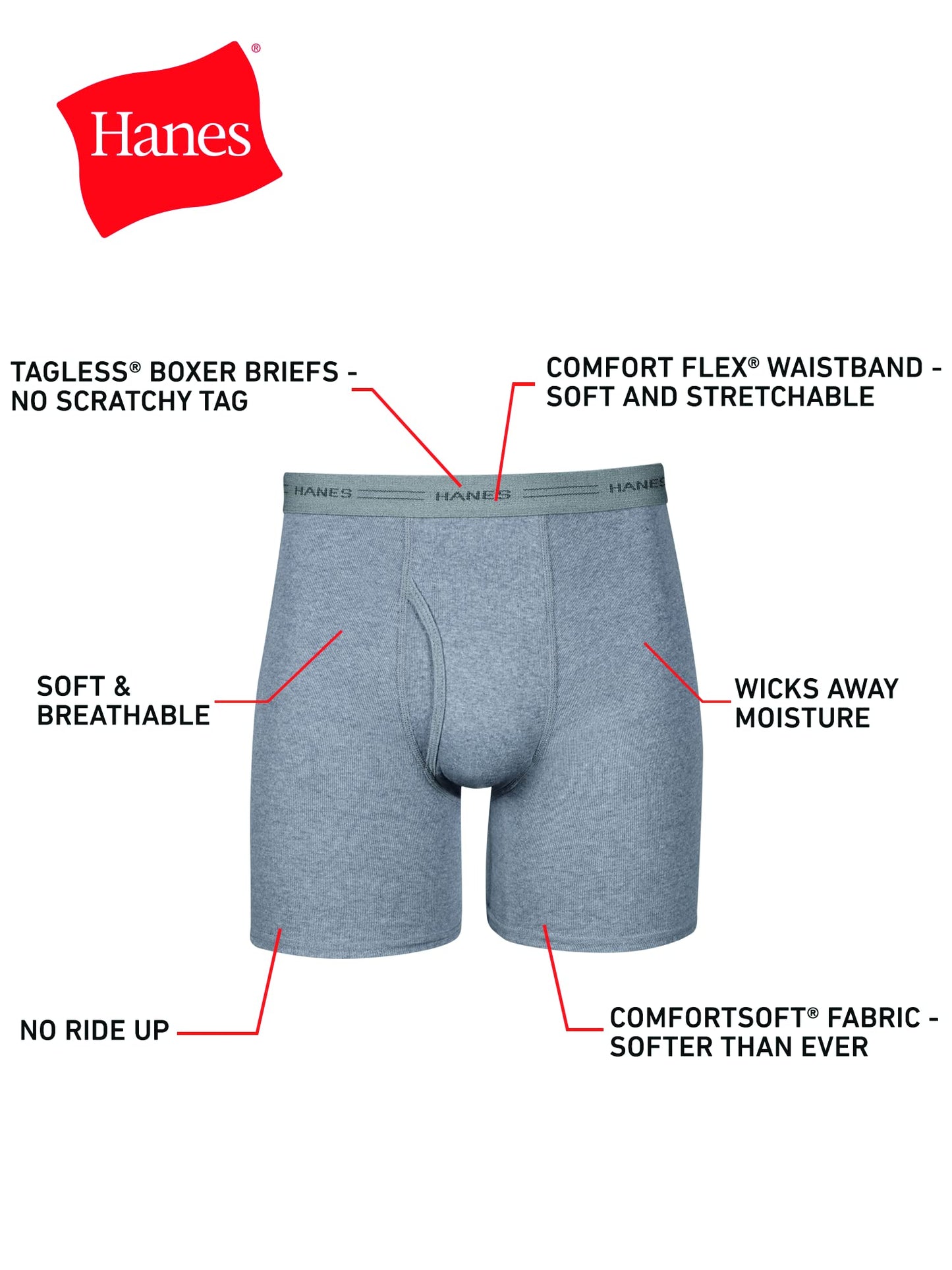 Hanes Men's Boxer Briefs, Cool Dri Moisture-Wicking Underwear