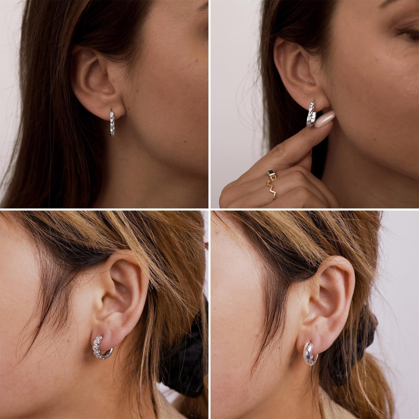 MIDEEO Gold/Sliver Chunky Hoop Earrings Set, 14K Gold Plated Twisted Huggie Hoop Earring