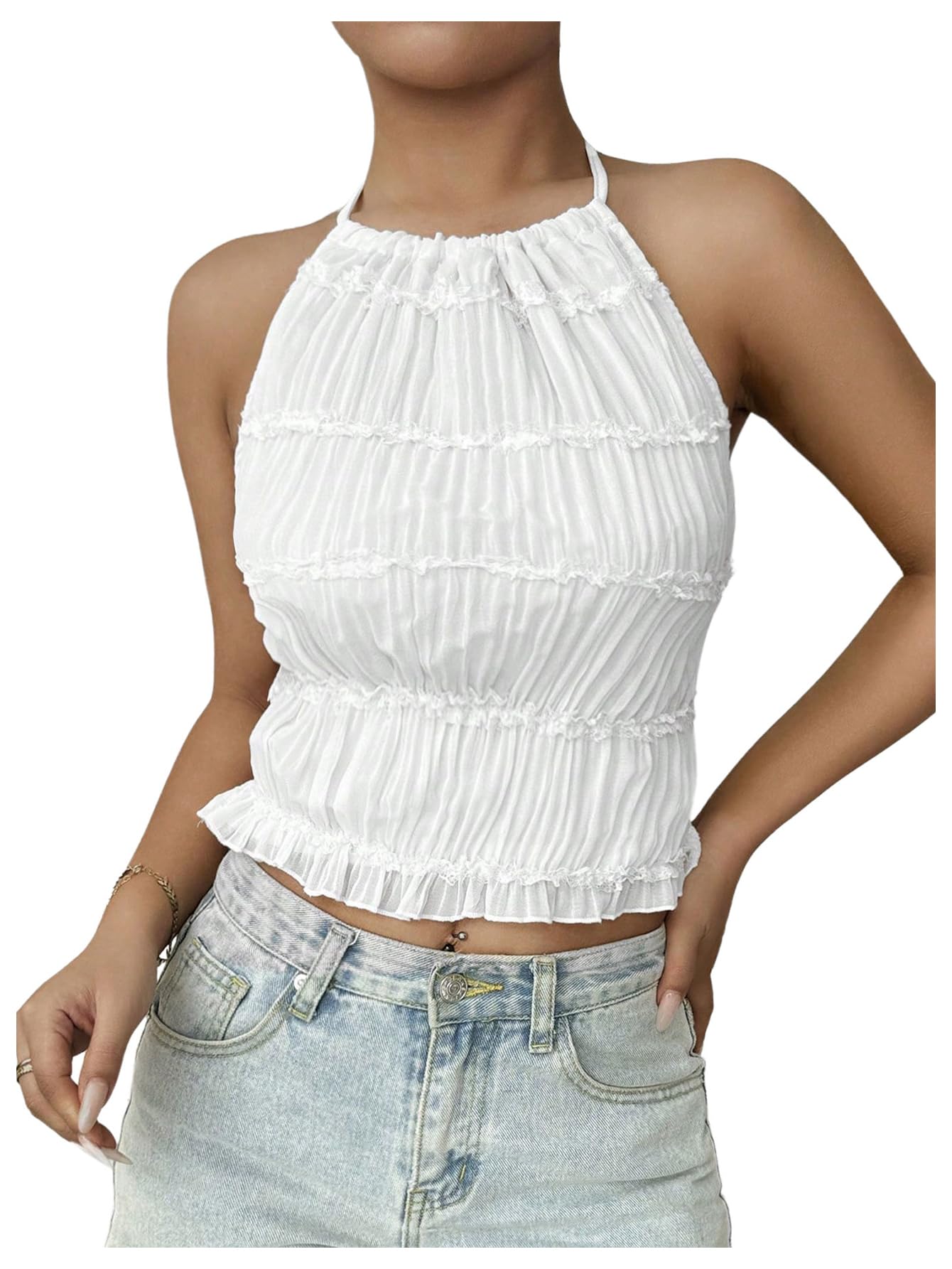 SOLY HUX Open Back Halter Tops for Women