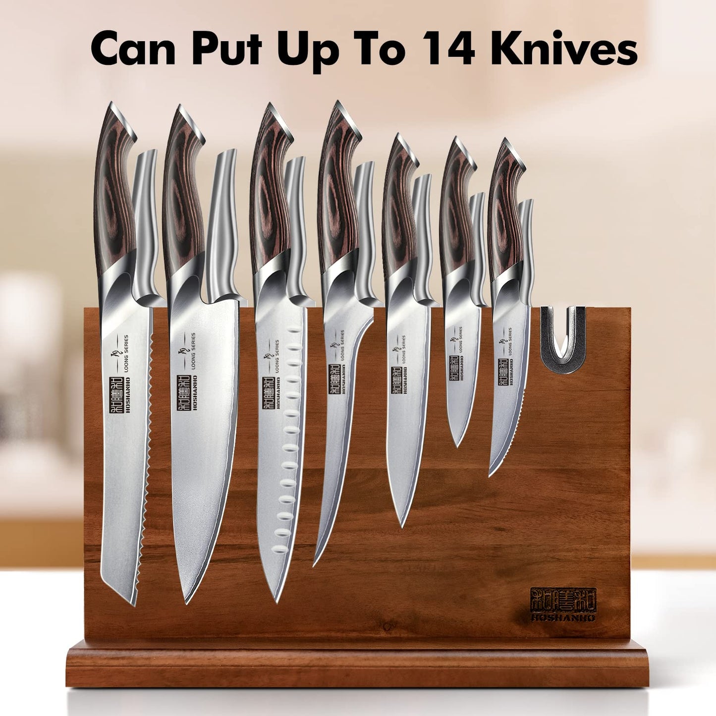 Magnetic Knife Block 14 x 10 Inches, Double Sided Magnetic Knife Holder Rack for Kitchen Counter