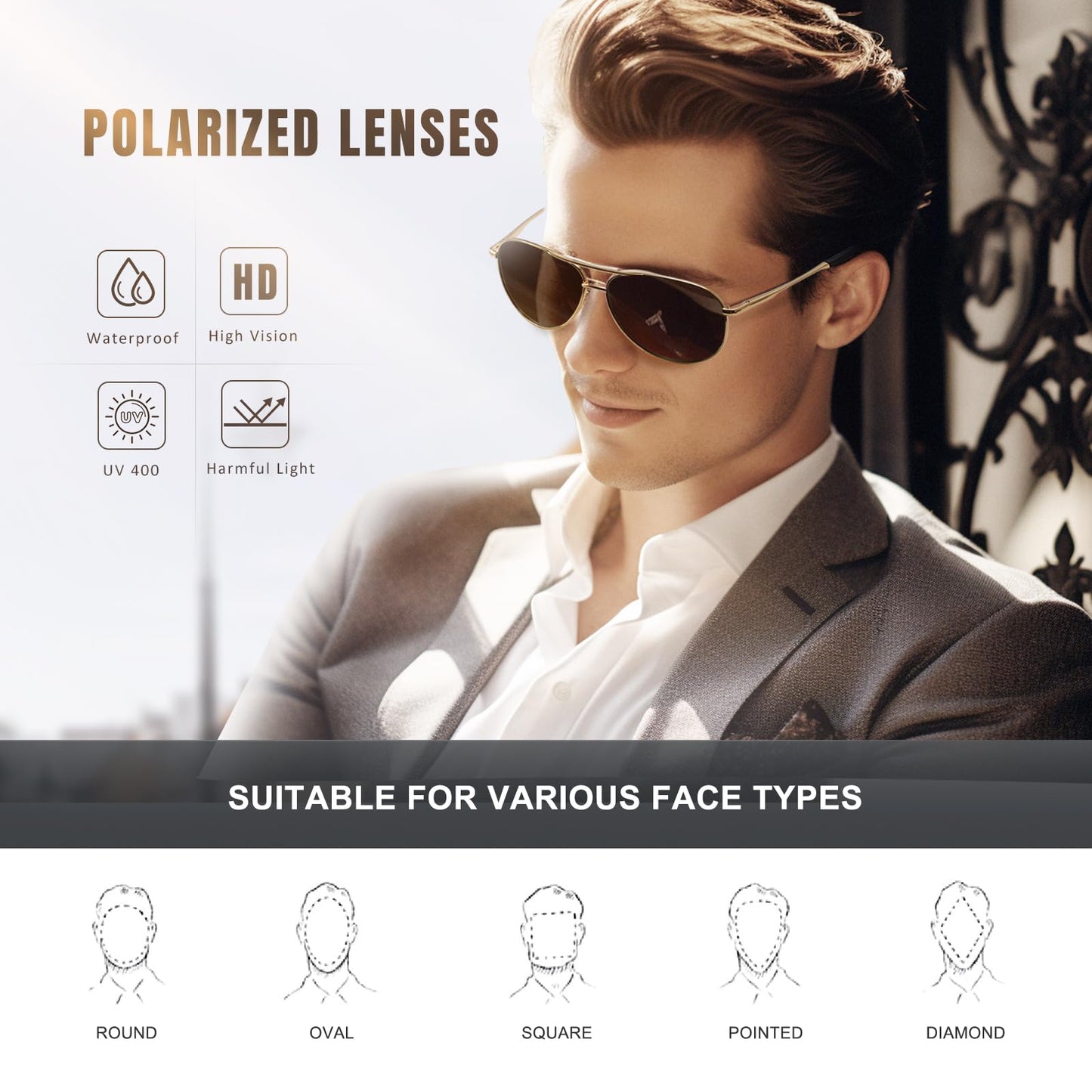 Eiuizah Polarized Aviator Sunglasses with UV Protection
