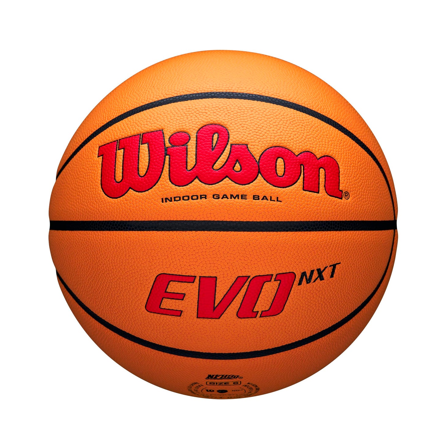 WILSON NCAA Evo NXT Official Indoor Game Basketballs - Sizes 6 and 7