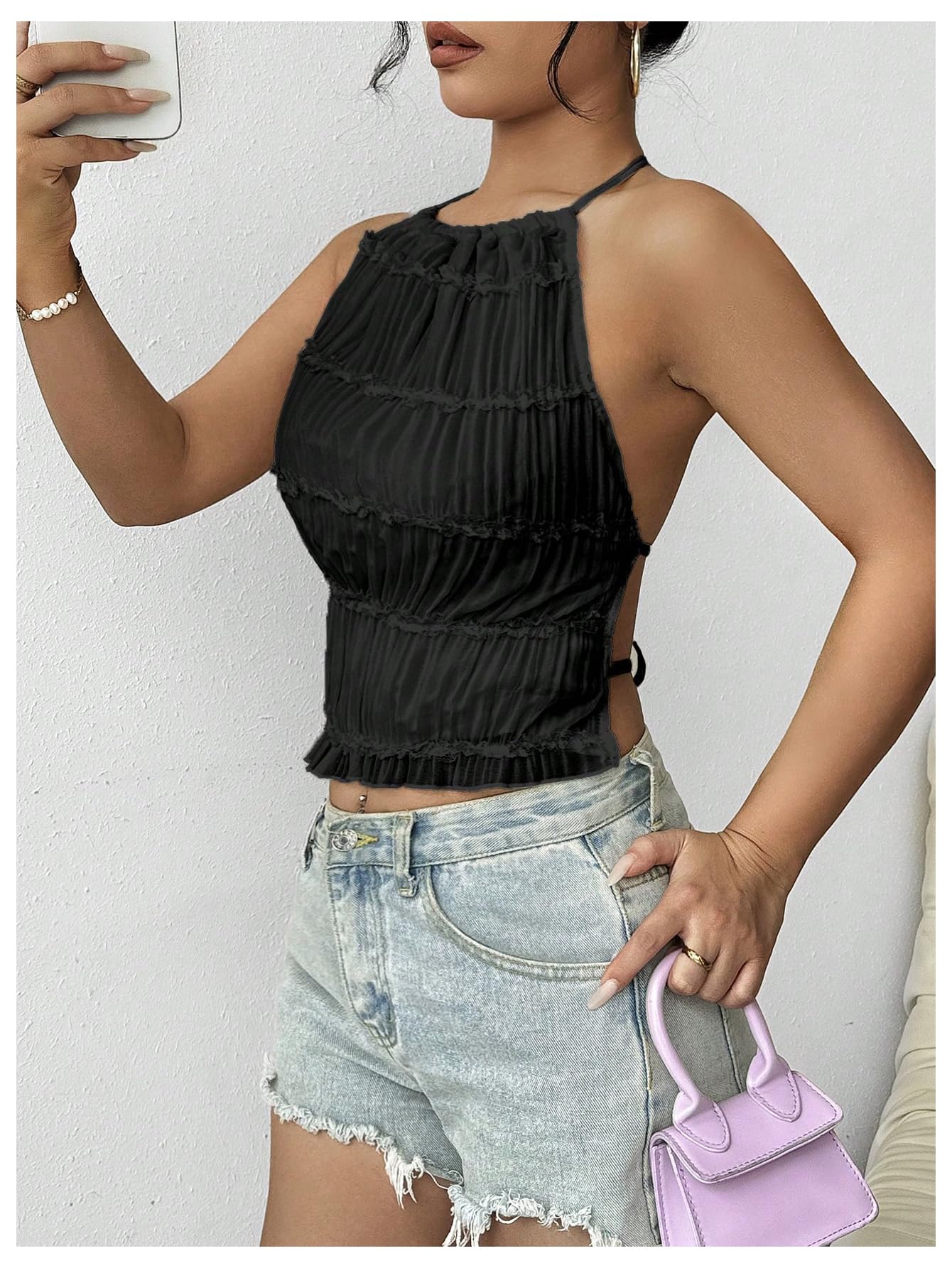 SOLY HUX Open Back Halter Tops for Women