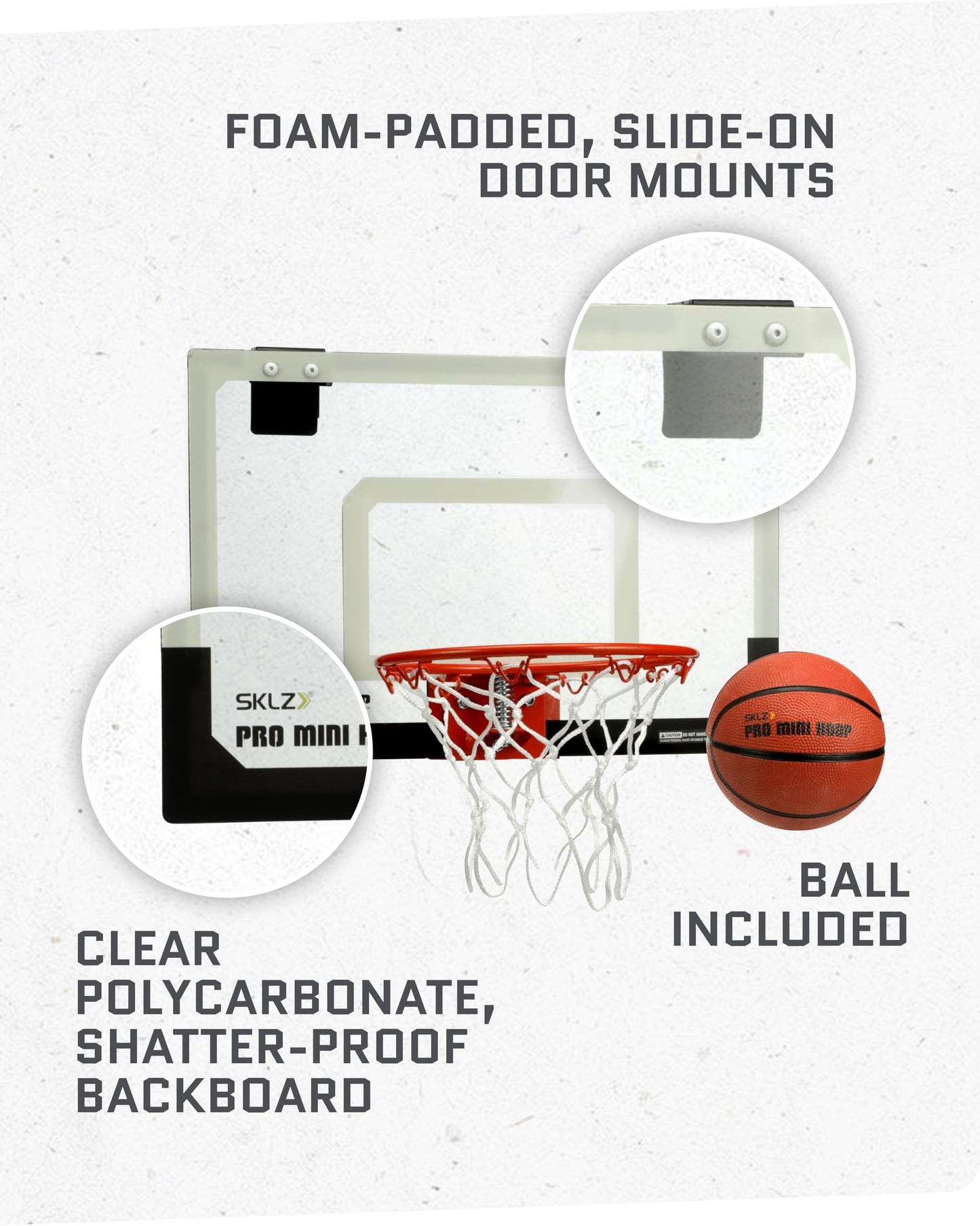 SKLZ Pro Mini Indoor Basketball Hoop - Over The Door – Portable