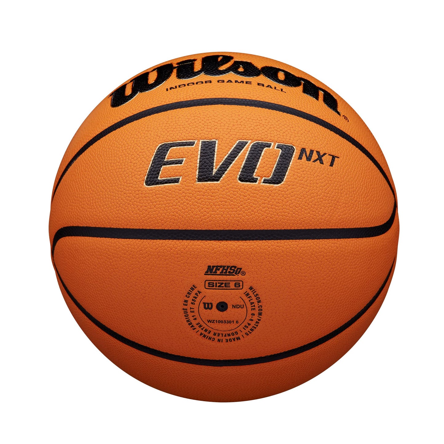 WILSON NCAA Evo NXT Official Indoor Game Basketballs - Sizes 6 and 7