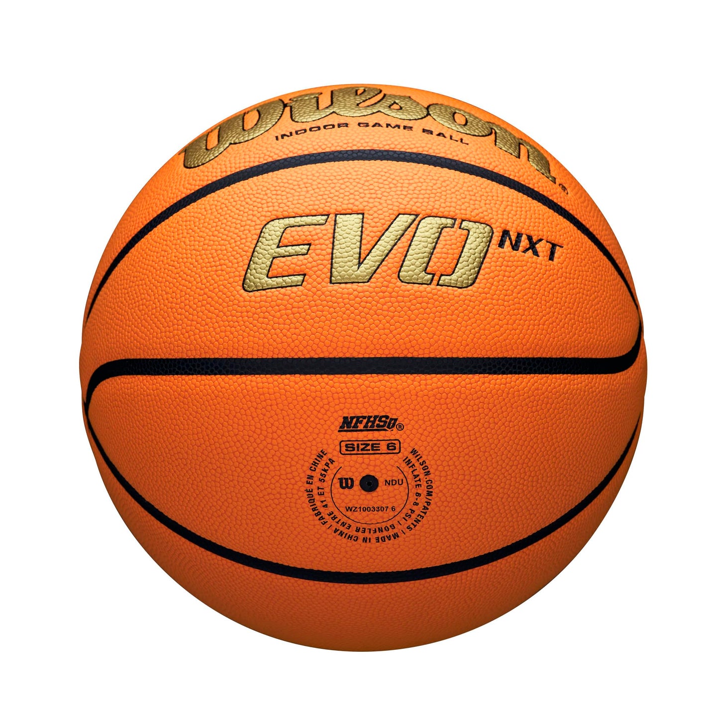 WILSON NCAA Evo NXT Official Indoor Game Basketballs - Sizes 6 and 7
