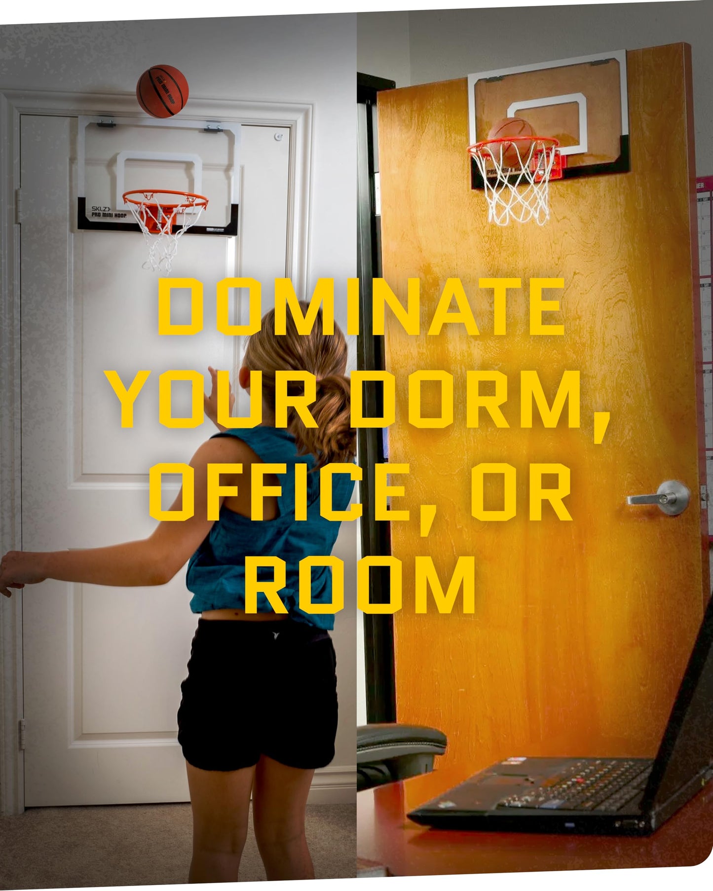 SKLZ Pro Mini Indoor Basketball Hoop - Over The Door – Portable