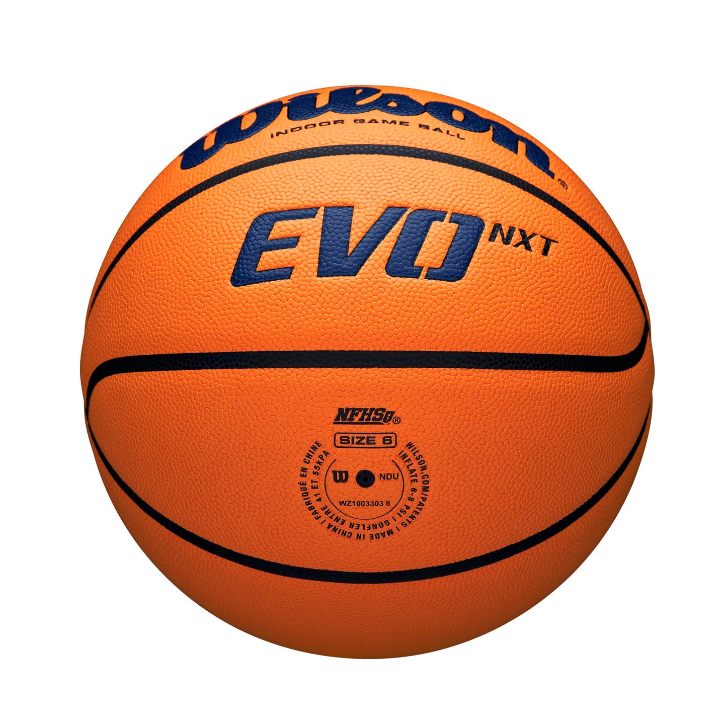 WILSON NCAA Evo NXT Official Indoor Game Basketballs - Sizes 6 and 7