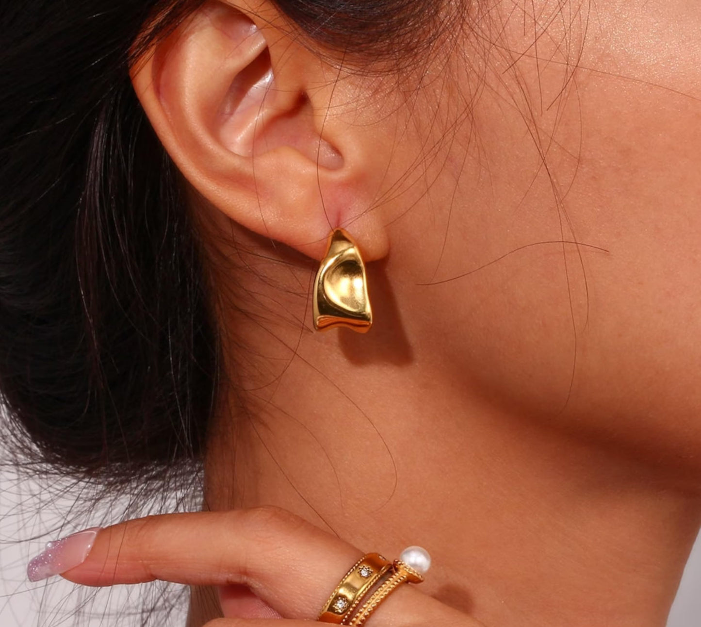 MIDEEO Gold/Sliver Chunky Hoop Earrings Set, 14K Gold Plated Twisted Huggie Hoop Earring