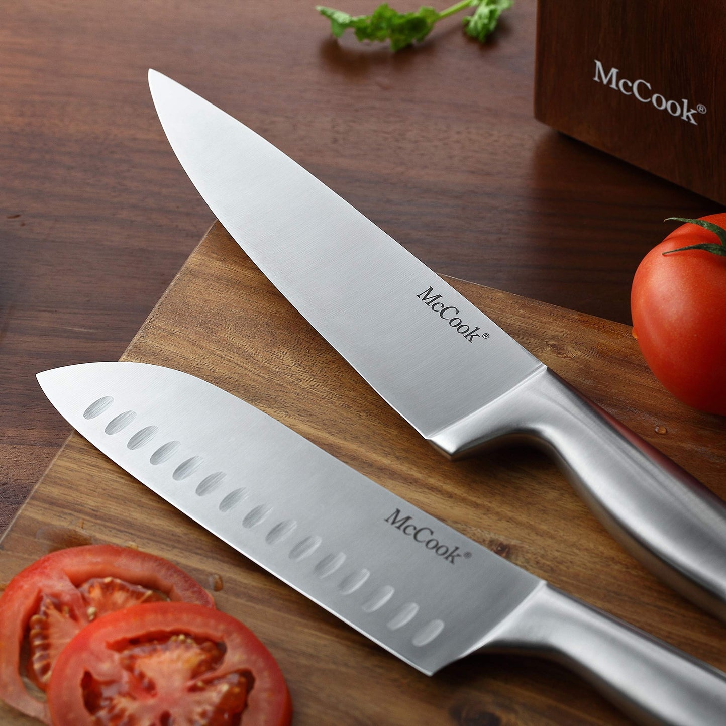 McCook® Knife Sets, German Stainless Steel Kitchen Knife Block Sets with Built-in Sharpener