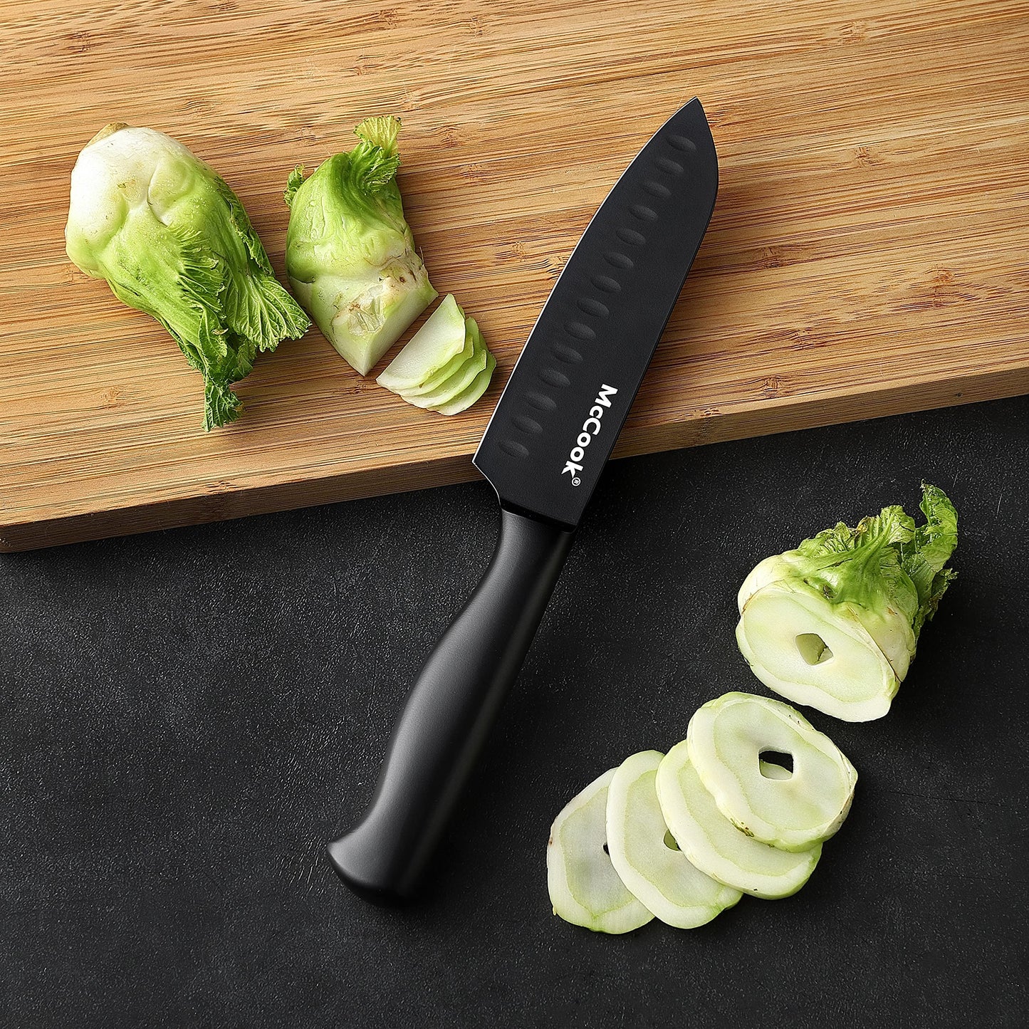 McCook® Knife Sets, German Stainless Steel Kitchen Knife Block Sets with Built-in Sharpener
