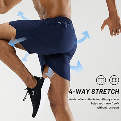 MIER Men's Athletic Shorts 5 Inch Lightweight Running Workout Gym Shorts with Zipper Pockets, 2 Pack