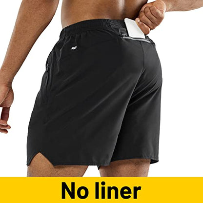 MIER Men's Athletic Shorts 5 Inch Lightweight Running Workout Gym Shorts with Zipper Pockets, 2 Pack