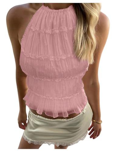 SOLY HUX Open Back Halter Tops for Women