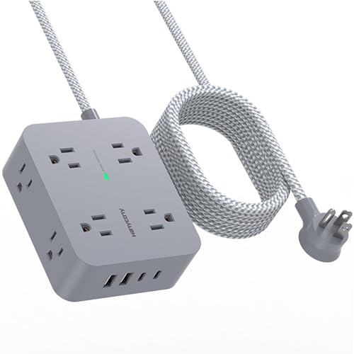 Surge Protector Power Strip - HANYCONY 8 Outlets 4 USB (2 USB C) Charging Ports- Multi Plug Outlet Extender, 5Ft