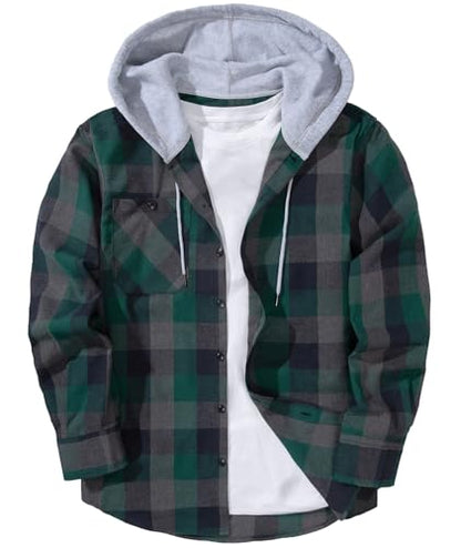 ZITY Men's Flannel Hoodie Shirts