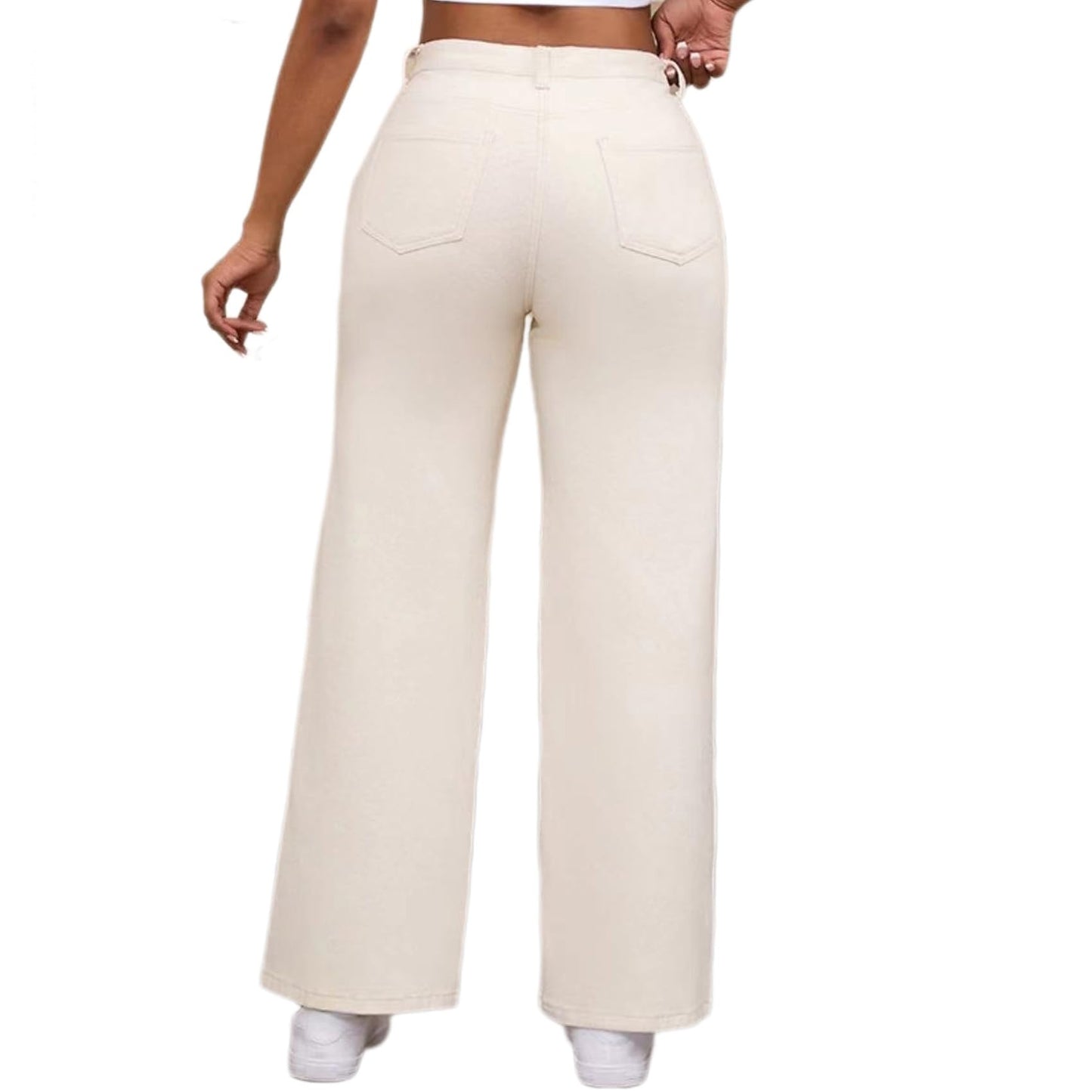 Straight Leg Jeans for Women, High Waisted Stretchy Wide Leg Denim Pants