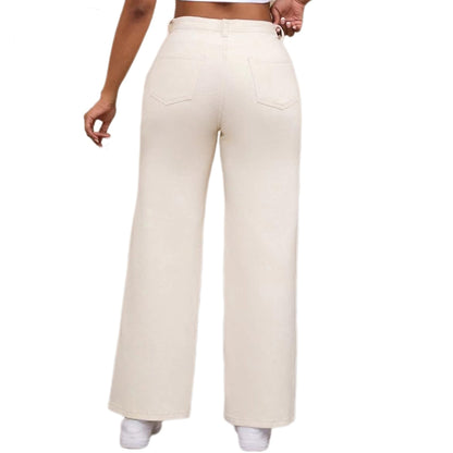 Straight Leg Jeans for Women, High Waisted Stretchy Wide Leg Denim Pants