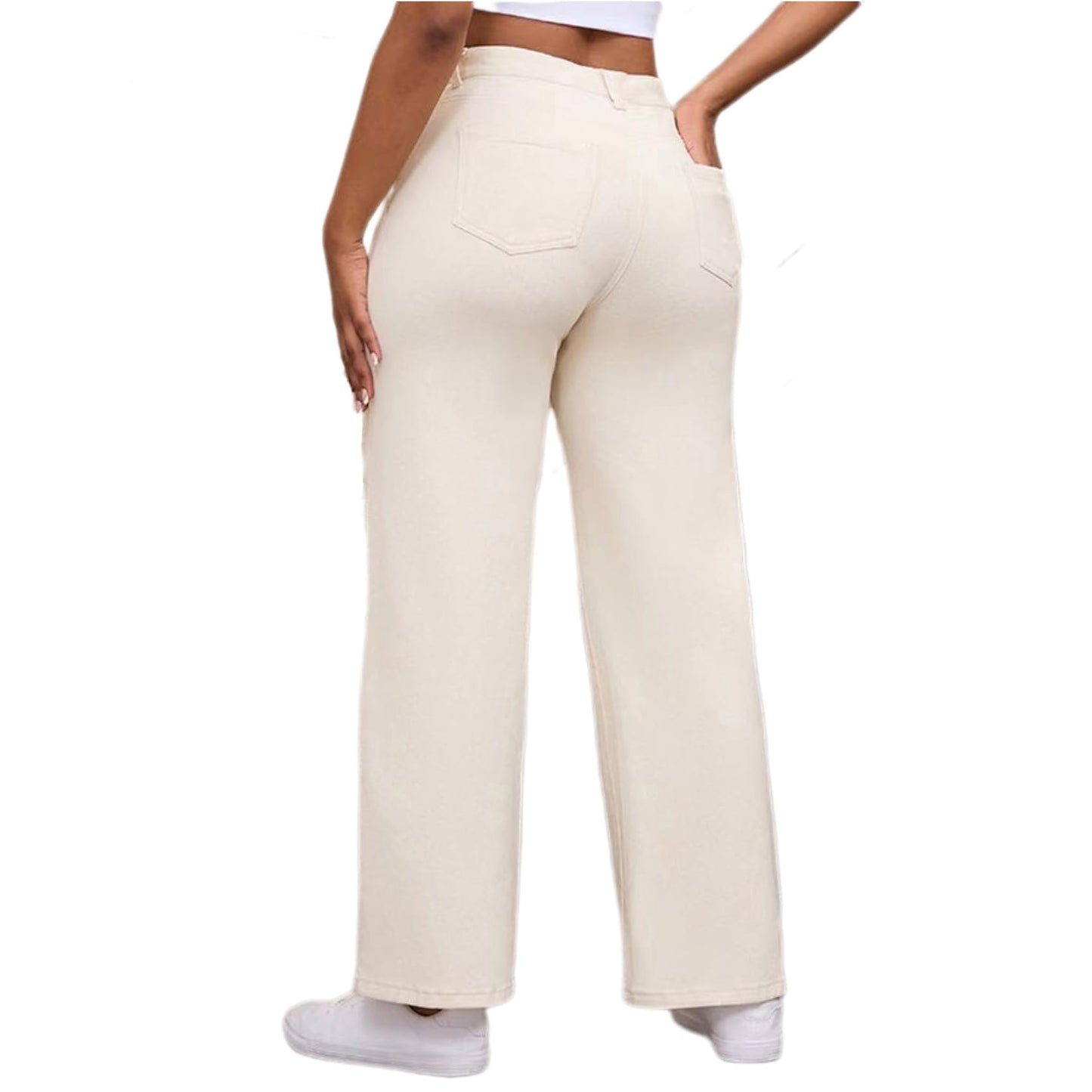 Straight Leg Jeans for Women, High Waisted Stretchy Wide Leg Denim Pants