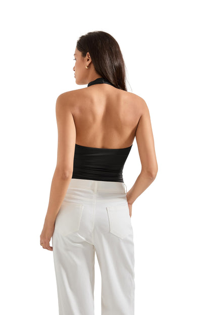 SUUKSESS Women Halter Backless Tank Tops Sexy Cowl Neck Summer Going Out Cami Tops