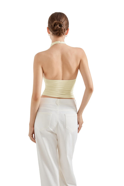 SUUKSESS Women Halter Backless Tank Tops Sexy Cowl Neck Summer Going Out Cami Tops
