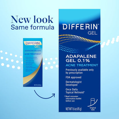 Differin Acne Treatment Gel, 45g Tube, Pack of 2 (Packaging May Vary)
