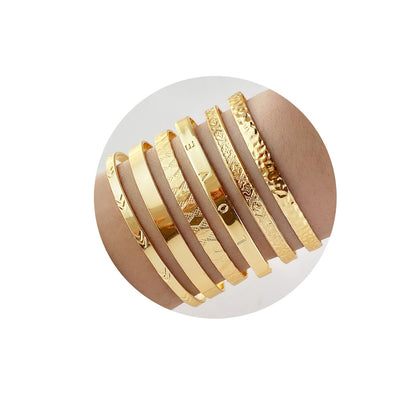 IFKM Gold Bangle Bracelets for Women, 14k Gold Plated Multi-Layer Stackable Cuff Bracelet Set