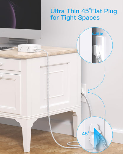 Surge Protector Power Strip - HANYCONY 8 Outlets 4 USB (2 USB C) Charging Ports- Multi Plug Outlet Extender, 5Ft
