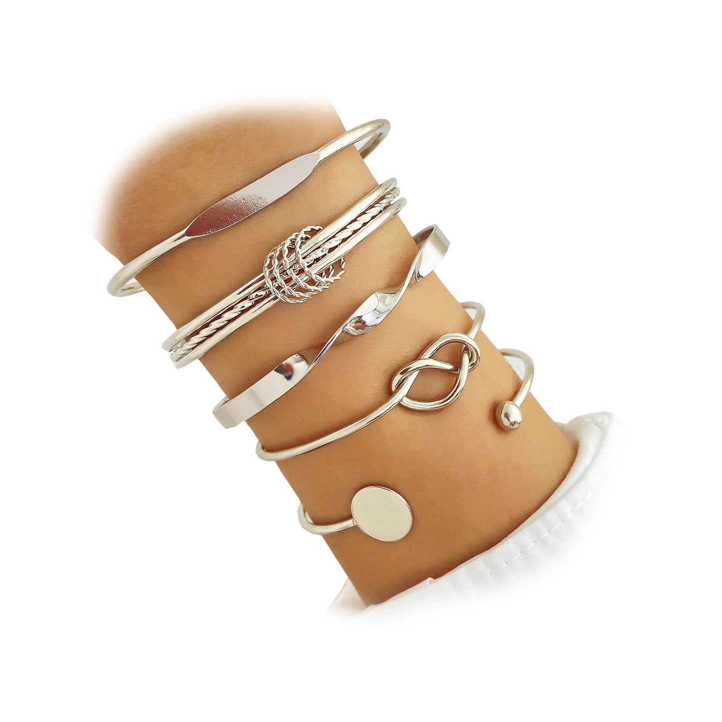IFKM Gold Bangle Bracelets for Women, 14k Gold Plated Multi-Layer Stackable Cuff Bracelet Set