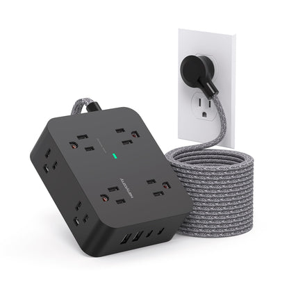 Surge Protector Power Strip - HANYCONY 8 Outlets 4 USB (2 USB C) Charging Ports- Multi Plug Outlet Extender, 5Ft