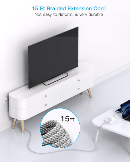 Surge Protector Power Strip - HANYCONY 8 Outlets 4 USB (2 USB C) Charging Ports- Multi Plug Outlet Extender, 5Ft